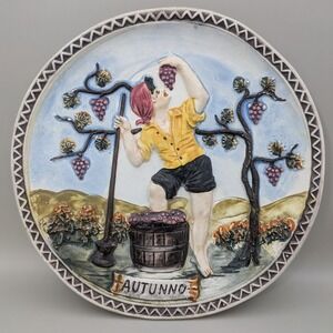 Il Falco Vintage Hand Painted Ceramic Italian Autunno Decorative Plate 8"